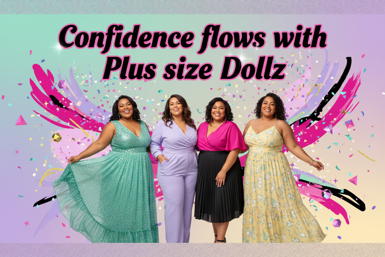 Confidence flows with Plus size Dollz banner